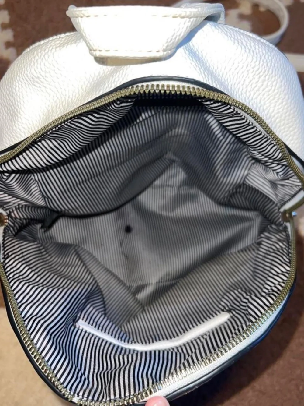 White and black mini backpack